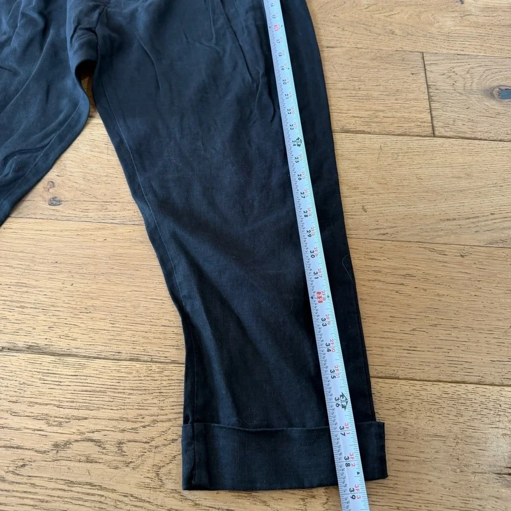 ISSI Athens Black 100% Linen‎ Pleated Tapered Trousers Size 3 SS180311 (1401)